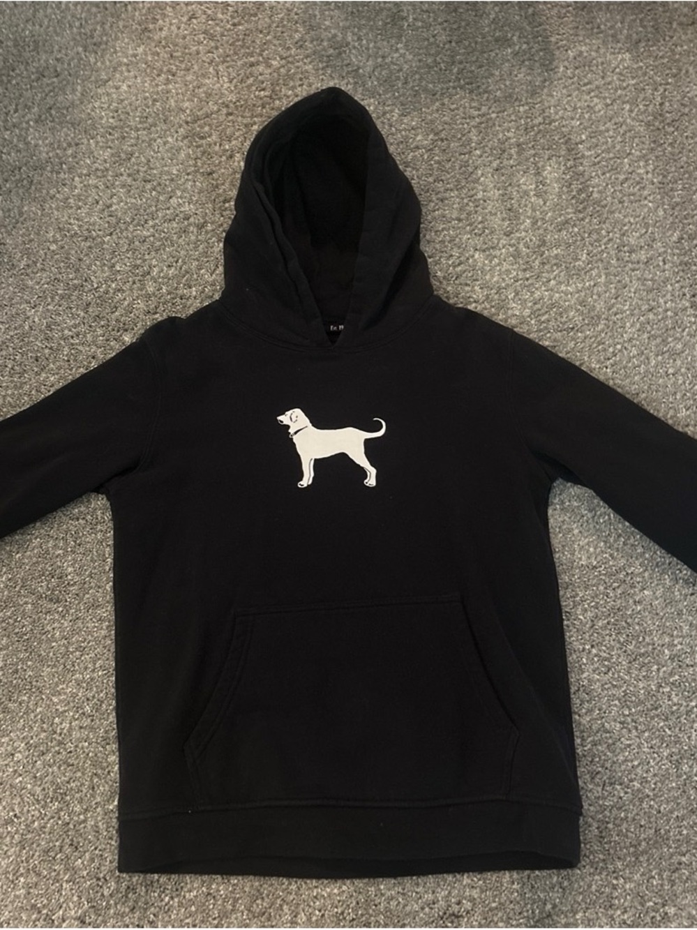 The Black Dog Black Hoodie with White Dog Silhouette